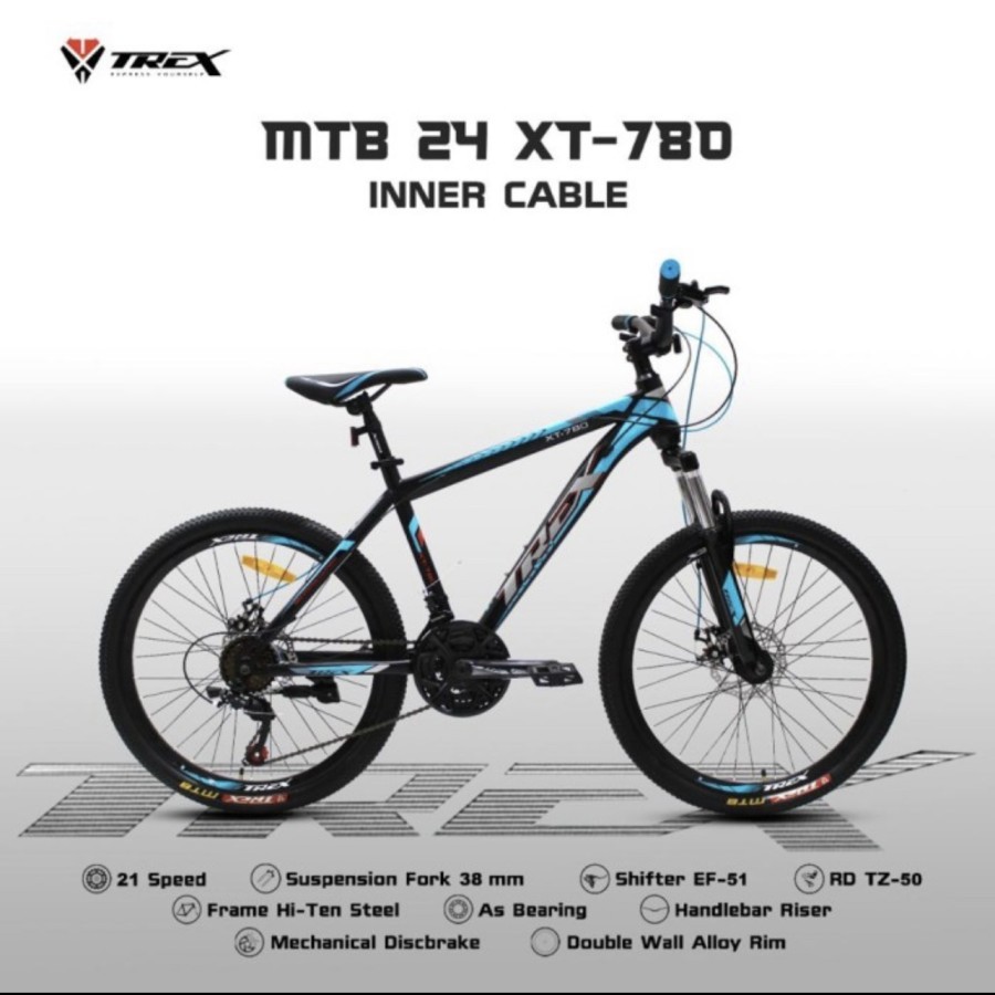 Sepeda gunung 24 inch mtb trex dewasa dan anak remaja 21 speed rem cakram velg alloy high quality sn