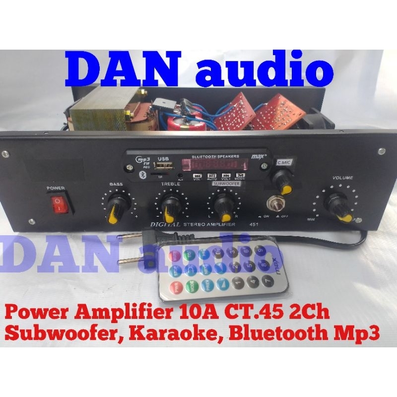 Power Amplifier 10A CT.45 tembaga BESAR 2ch(Stereo) SUBWOOFER, karaoke, bluetooth