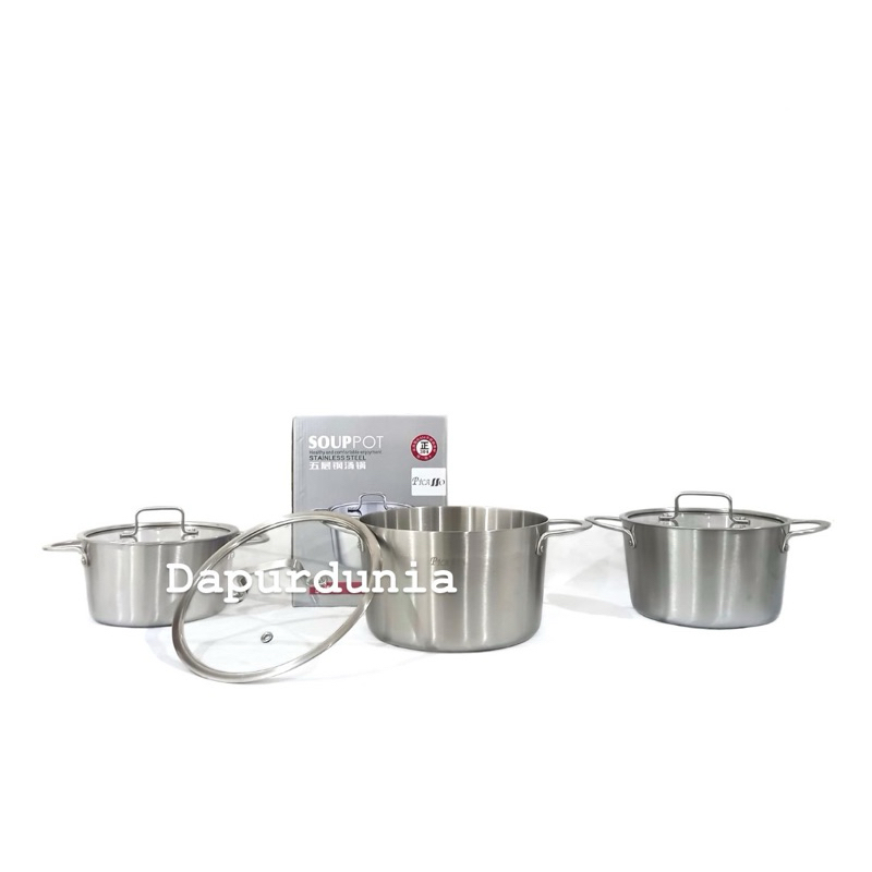 Panci soup pot picasso stainless tutup kaca ( 20cm / 22cm / 24cm )