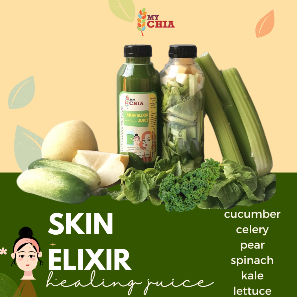 

Skin Elixir Healing Juice 1 Liter Jus untuk kulit wajah Cold Pressed My Chia kale bayam