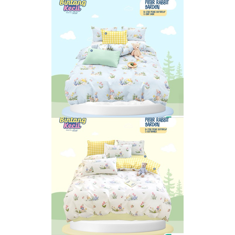 kain sprei meteran peter rabbit garden star bintang kecil