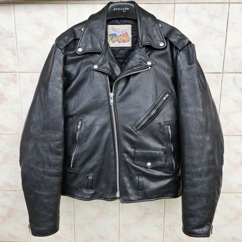 EXCELLED JAKET KULIT RAMONES PRIA LEATHER JACKET LIKE SCHOTT PERFECTO VANSON AVIREX RBC BOMBER VARSITY DOUBLE RIDER  MOTO RACER FLIGHT FENCING DUSTER CAFE RACER UTILITY BIKER MADE IN USA