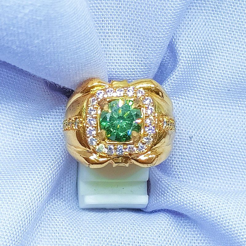 Cincin Green Moissanite 7mm