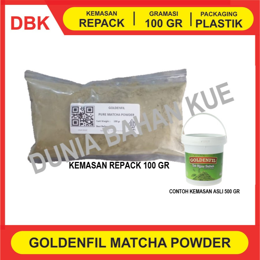 

PURE MATCHA POWDER GOLDENFIL REPACK 100 GR / BUBUK GREENTEA PREMIUM