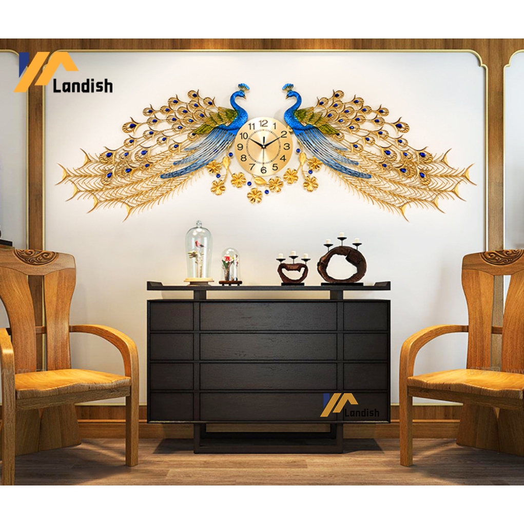 Jumbo BesarJam Dinding Merak Dekorasi Diameter Besar Merak Jam Dinding 168*55cm Dekorasi Rumah Mewah