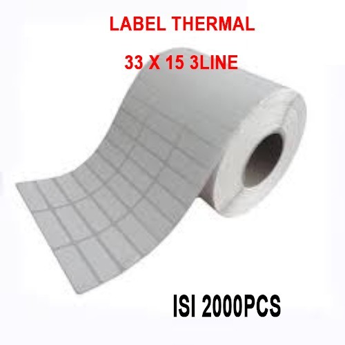 

LABEL STIKER THERMAL 33 X 15 MM 3LINE ISI 2000 PCS