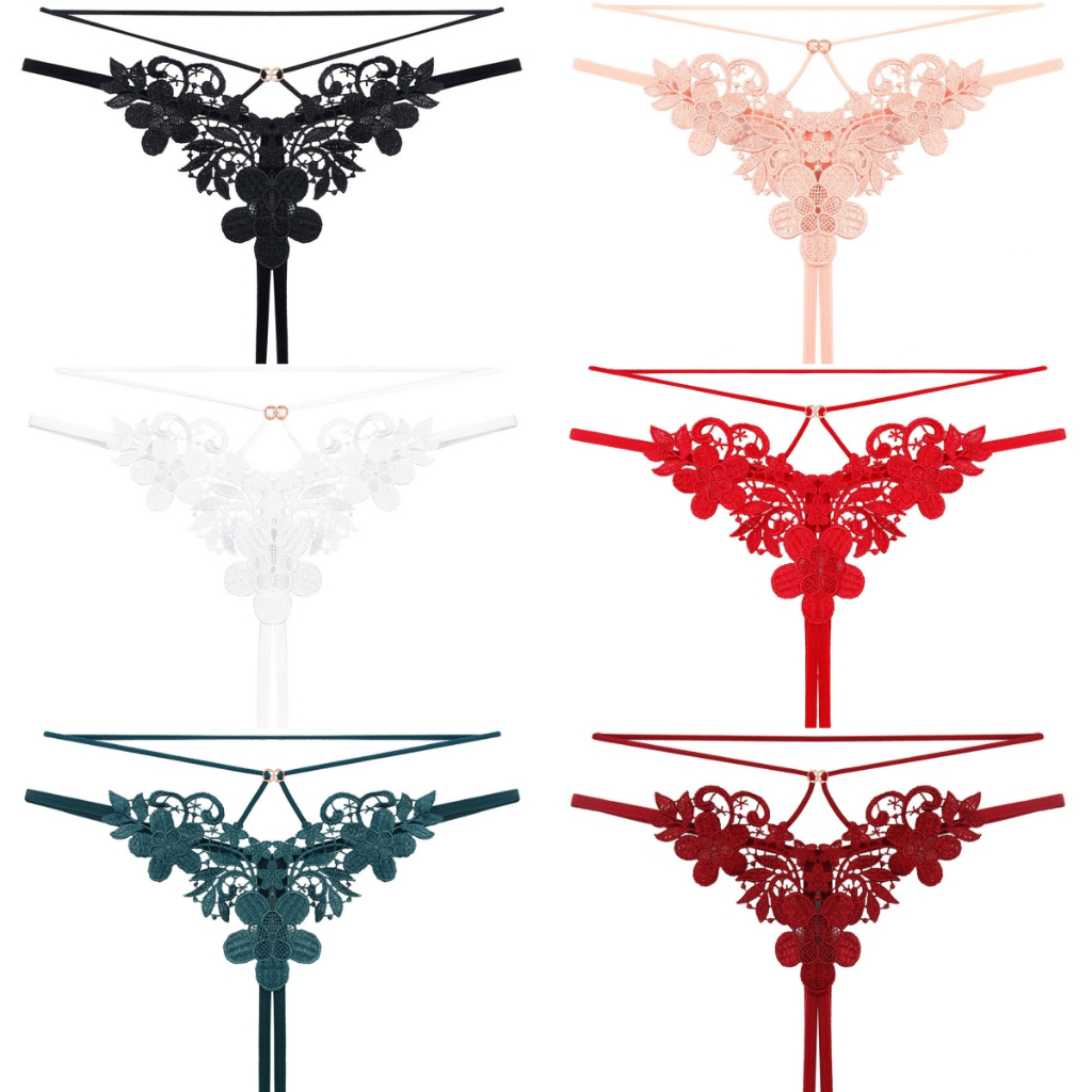 Celana Dalam Wanita Sexy Open Crotch V-String lembut Renda G String C1170