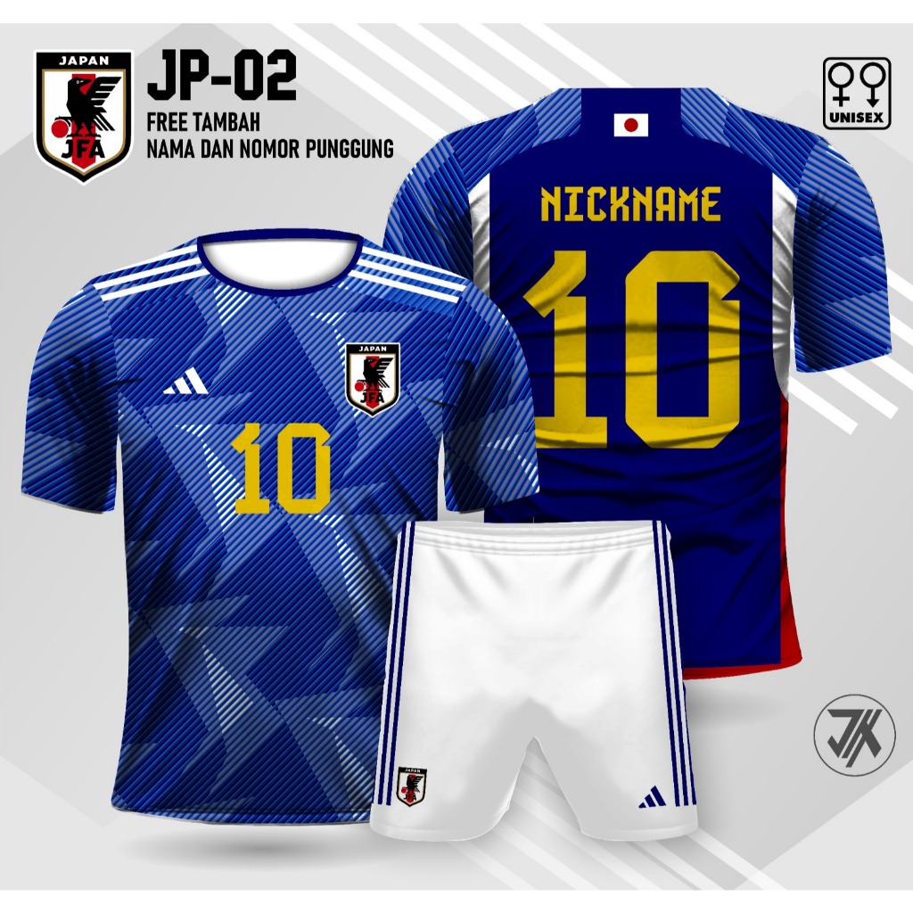 Jersey setelan timnas jepang baju bola timnas jepang unisek free custom
