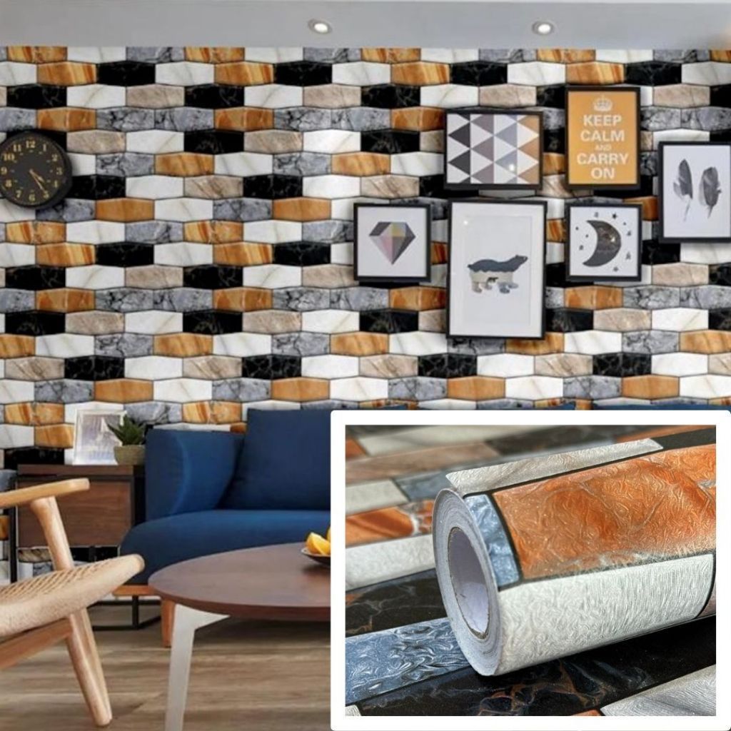 WALLPAPER STIKER DINDING MOTIF BATU ALAM MODERN
