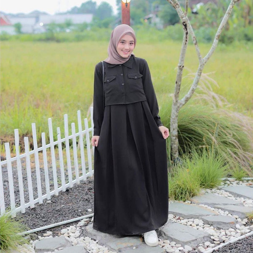 ootd remaja milenial gamis korean style BYARA DRESS fashion muslim stylish