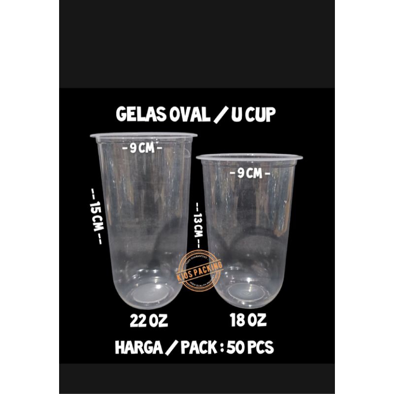 1 Dus / 20 Roll Gelas Oval 18oz Cup Oval 18oz Dan 22oz Bulat Tebal