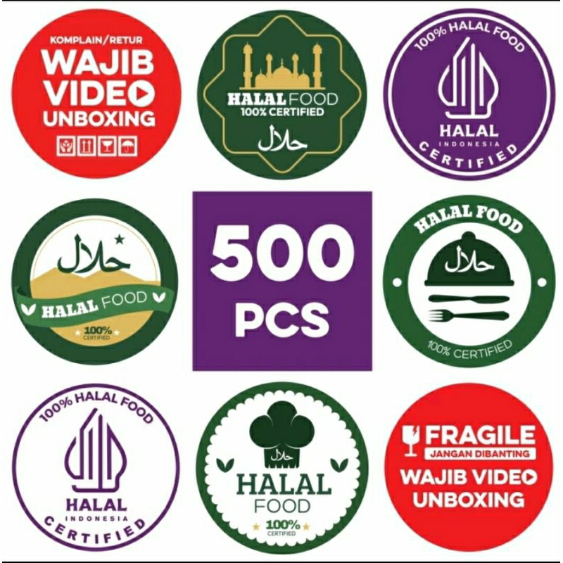 

500 Pcs Stiker Wajib Unboxing Halal