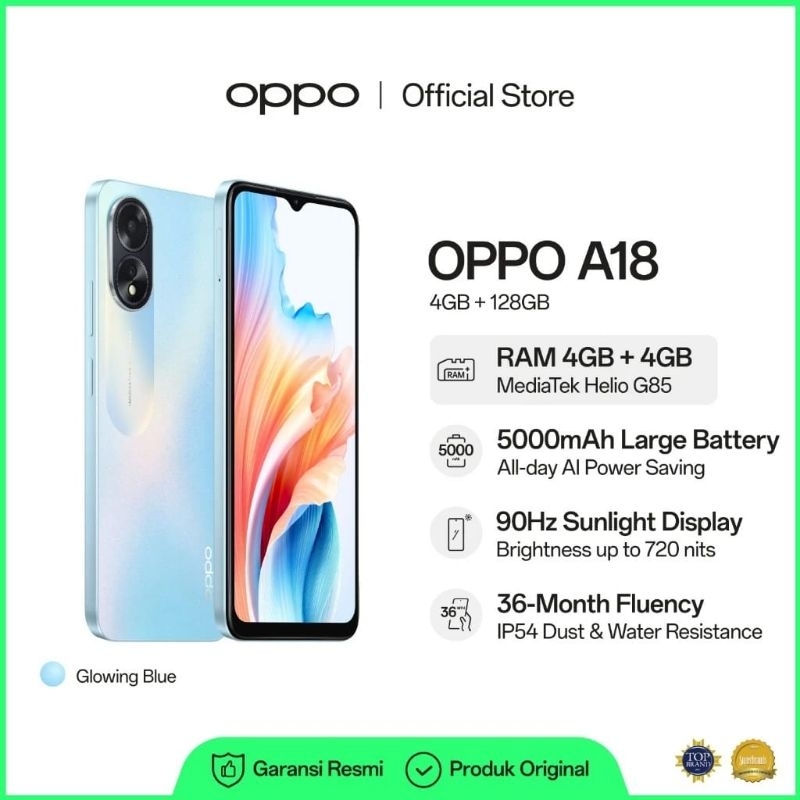 Hp oppo a18 Ram 4+4/128 gb