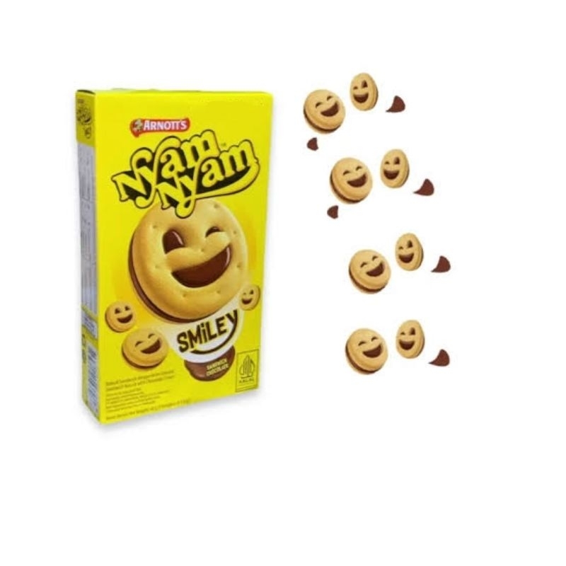 

Arnott's Nyam Nyam Smiley Biskuit Sandwich Isi 8 Pcs