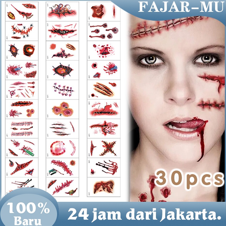 ART F19J Tato Luka Memar Tato Halloween Prank Terluka Jahitan Scar Wax Makeup Luka Darah Make Up Hal