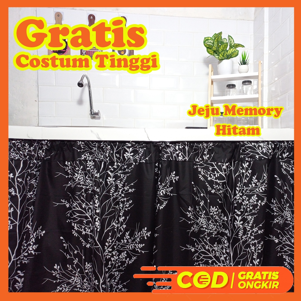 Gorden Kolong Dapur Minimalis Aesthetic Jeju Memory Hitam