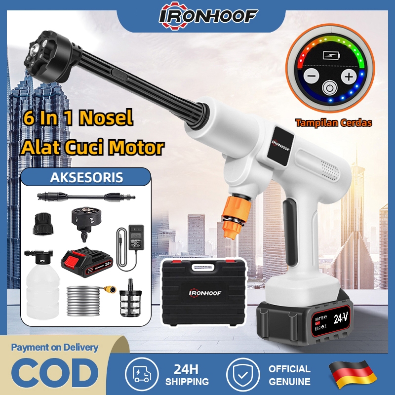 IRONHOOF Alat cuci motor cordless listrik mesin cuci mobil 48V Motor Tanpa Sikat Daya Tinggi alat cu