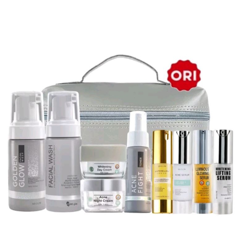 Ms glow original 100% paket msglow lengkap whitening luminous acne ultimate white cell dna sepaket 1