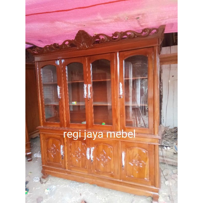 bufet susun mahkota kayu jati bufet jati pajangan kayu jati