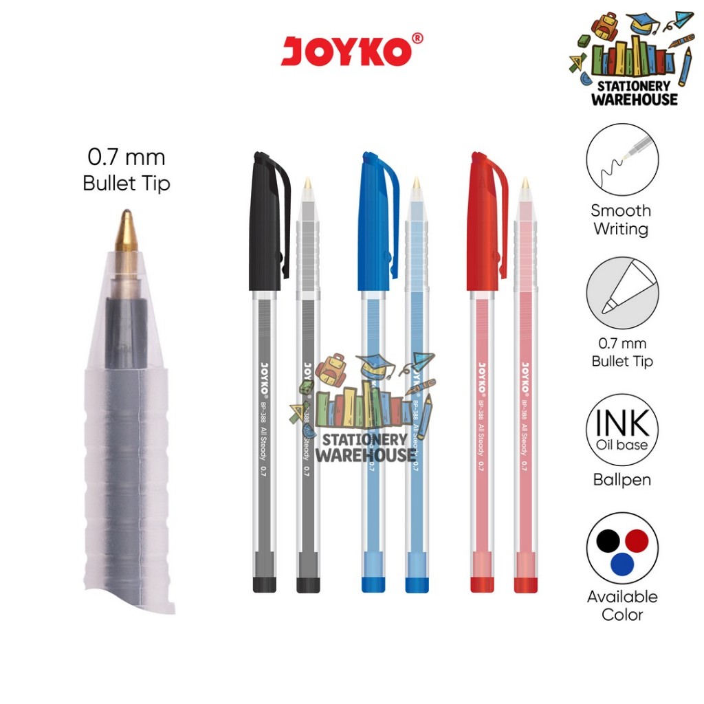 

Ball Pen Pulpen Pena Joyko BP-388 All Steady 0.7 mm Black Blue Red