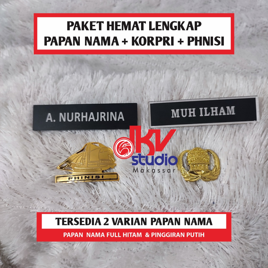 

Paket Atribut ASN LENGKAP ( PAPAN NAMA + PHINISI + KORPRI ) PAPAN NAMA MAKASSAR