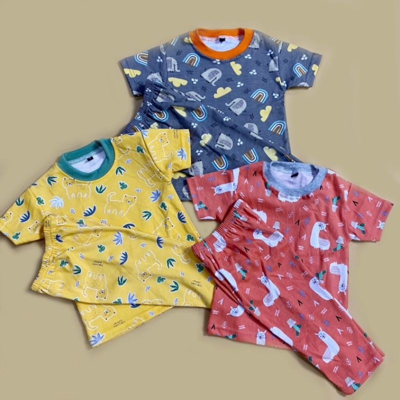 piyama anak bahan kaos kain sisa pabrik tanpa rib dan tag.. mulus no minus