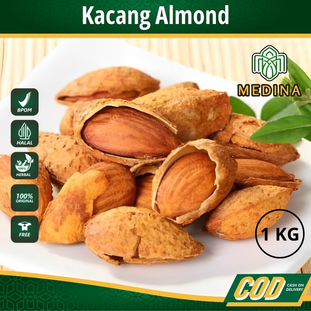 

Kacang Almond Kulit 1KG Panggang Kualitas Premium ( ROASTED ) Oleh-Oleh Umrah Haji Murah