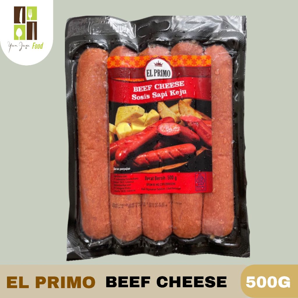 

El Primo Beef Cheese Sausage / Sosis Sapi Rasa Keju / Isi 5 Pcs 500g / Sosis Viral