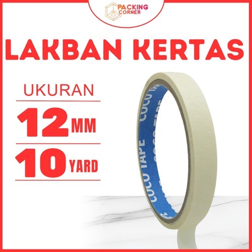 

Masking Tape Lakban Isolasi Kertas 12MM 7M 1/2Inch Inci Plakban Solasi Kuat 1Pcs Satuan