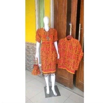 dress wanita pua kumbu kalimantan dayak - baju tenun etnik motif kalimantan