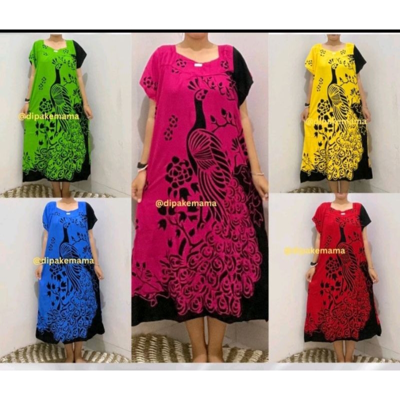 Daster Sikak Dsr Hitam Merak LD 110 /Baju Tidur Wanita