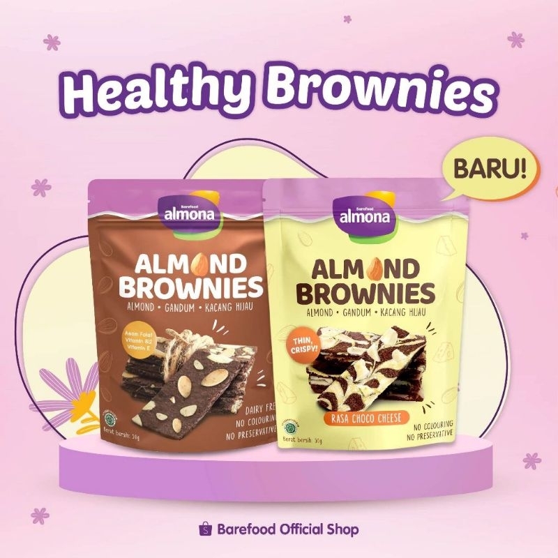 

Almona Almond Brownies Original & Choco Cheese 50gr Snack Sehat no Preservative - Dairy Free