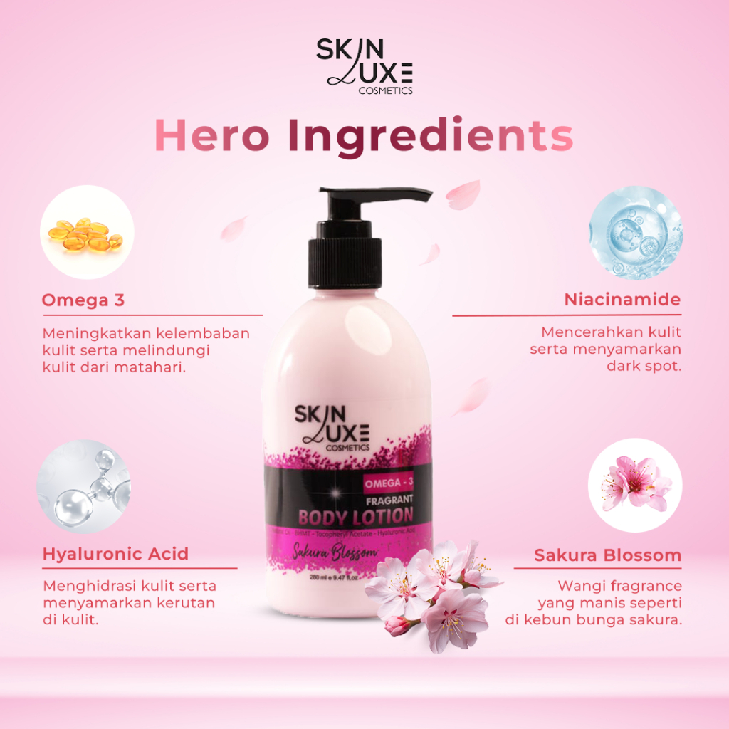 RBCOLLECTION SKINLUXE WHITENING BODY LOTION OMEGA 3 FRAGRANT SAKURA BLOSSOM