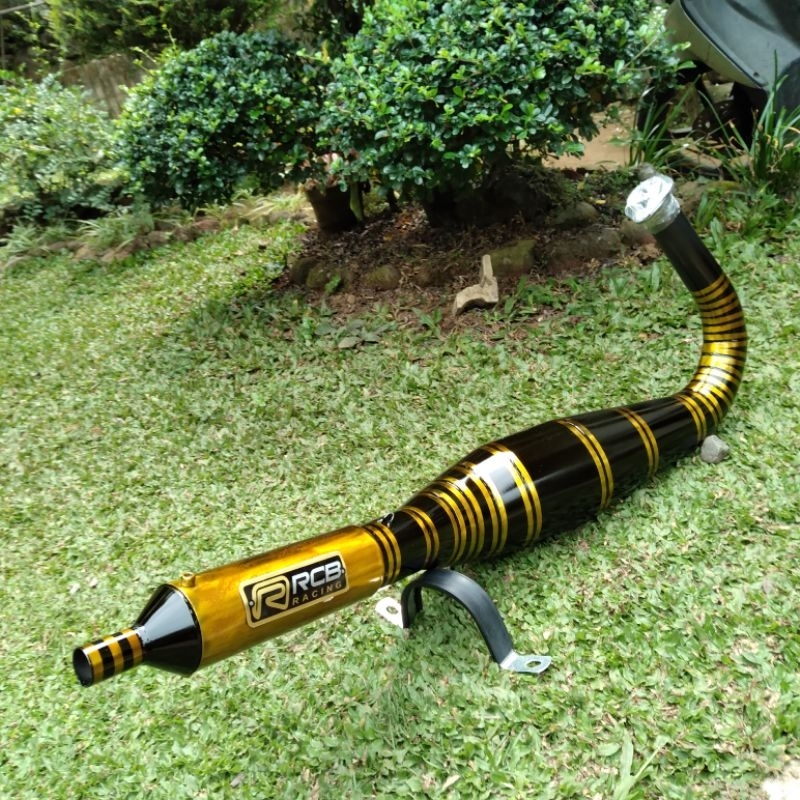 knalpot racing rx king KOLONG KOMPETISI  black gold RCB