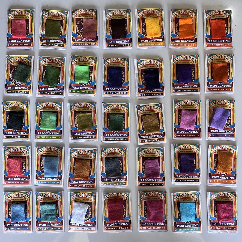 Wantex Padi Gunting WARNA LENGKAP Varian Warni Wenter Pewarna Textil Tie Dye Baju Sumbo Sumba Kain C