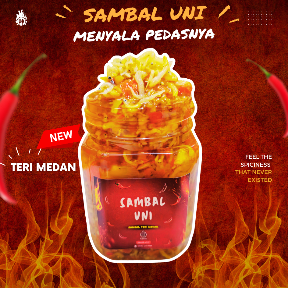 

Sambal Uni / Sambal Teri Medan Khas Racikan Padang 150 gr / Bumbu Rempah Khas Padang/ Saus Sambal / Sambal Ikan Serundeng / Cumi / Bawang / Teri / Ayam Suwir