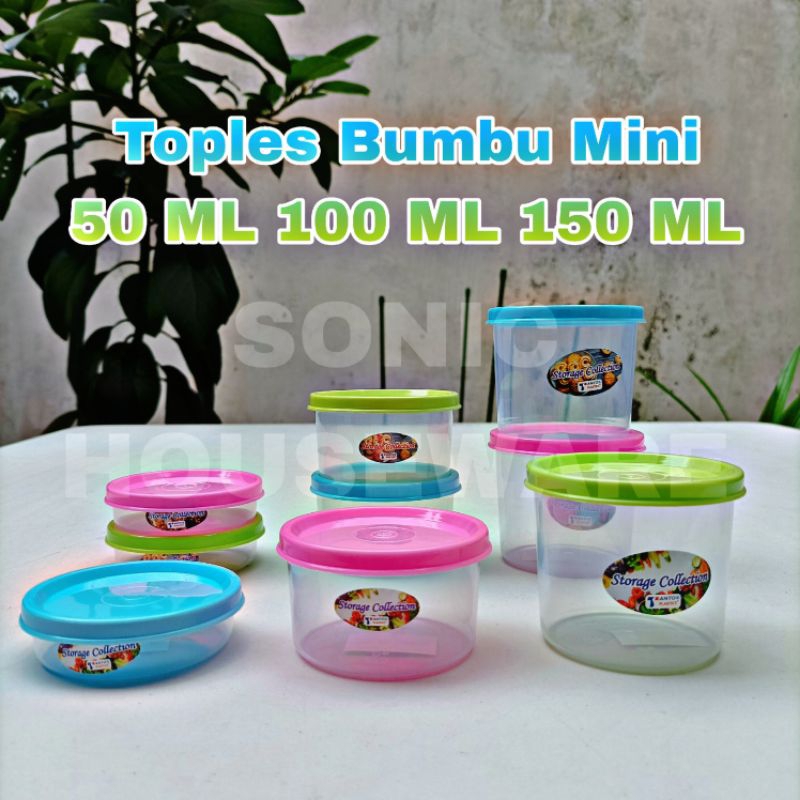 Toples Sealware Bumbu Mini Kecil 50 100 150 ML Wadah Tempat Penyimpanan Bulat Sambal Dapur Makanan S