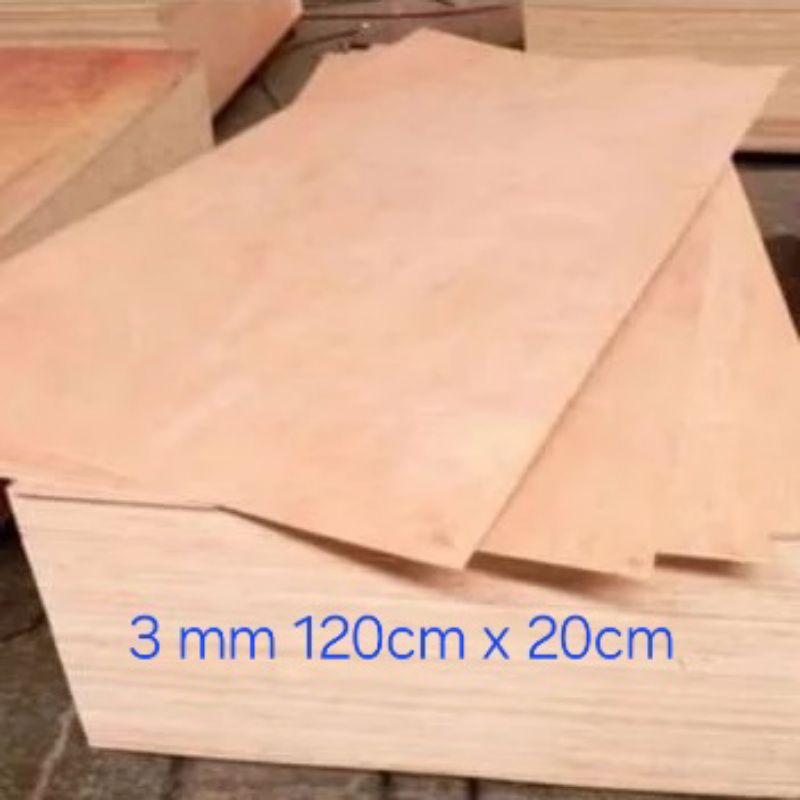 PAPAN KAYU TRIPLEK / MULTIPLEK 3MM MERANTI CAMPUR UKURAN 120 x 20 cm / Triplek Tipis