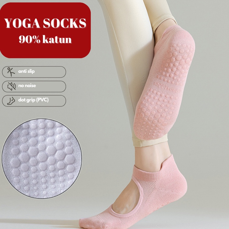 KODE L42G BS992 Kaos Kaki Yoga Socks Anti Slip Pendek Semata Kaki Kaus Kaki Pilates Gym PoundFit Dot