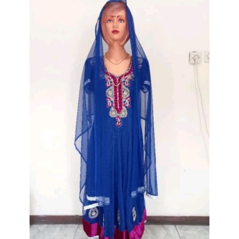 dress + celana PL tile bordir model india wanita