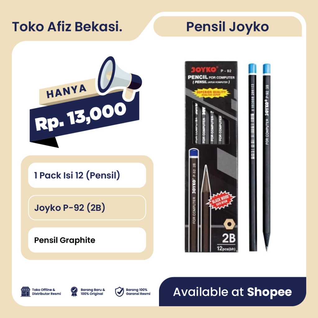 

Pensil 2B joyko P-92 (12Pcs)