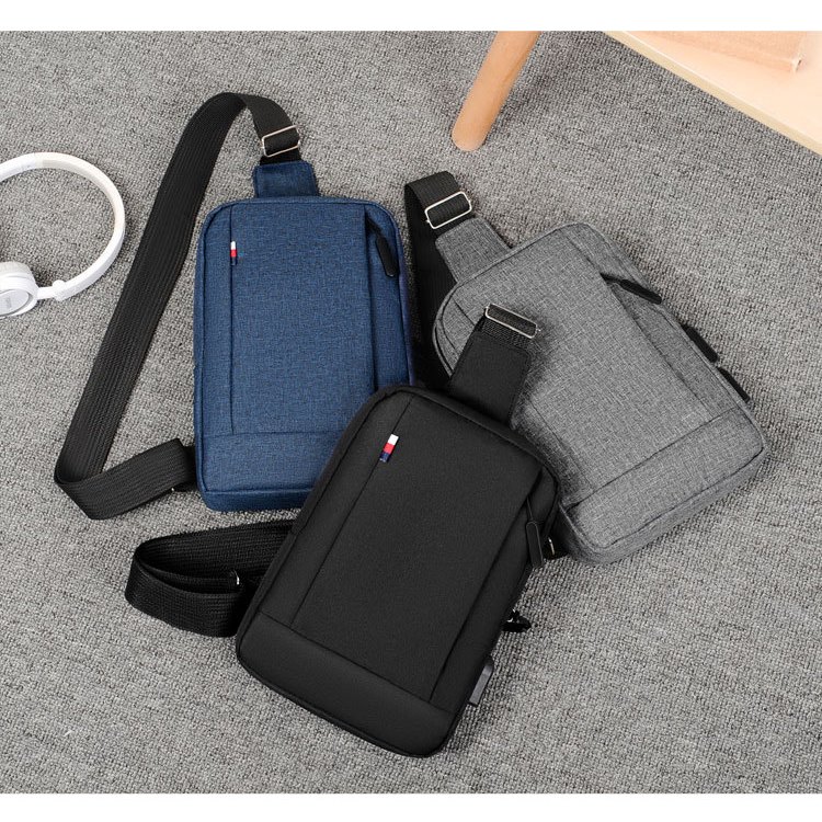 TAS SELEMPANG PRIA MINI WATERPROFF USB FASHION MEN CHEST SLING BAG TS06