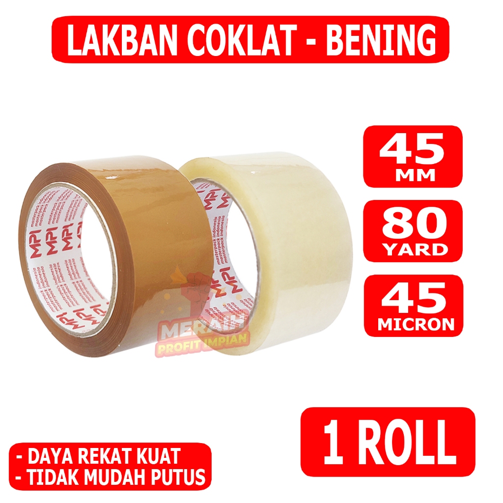 

Lakban Coklat - Lakban Bening 45 mm x 80 Yard - Lakban Packing - Lakban MPI