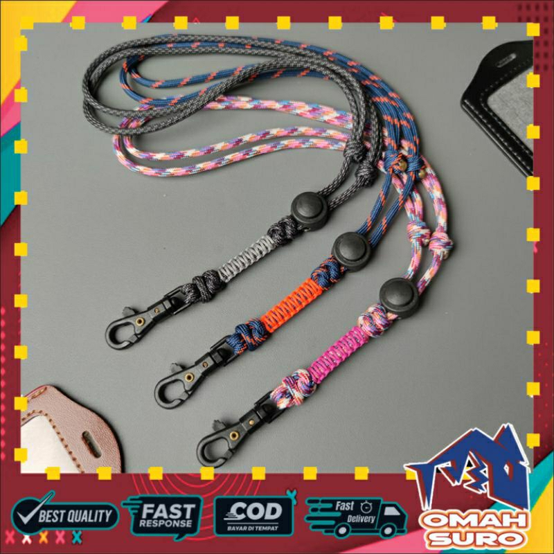 

V4-LANYARD PARACORD GANTUNGAN TALI ID CARD/NAME TAG/CARD HOLDER/HP