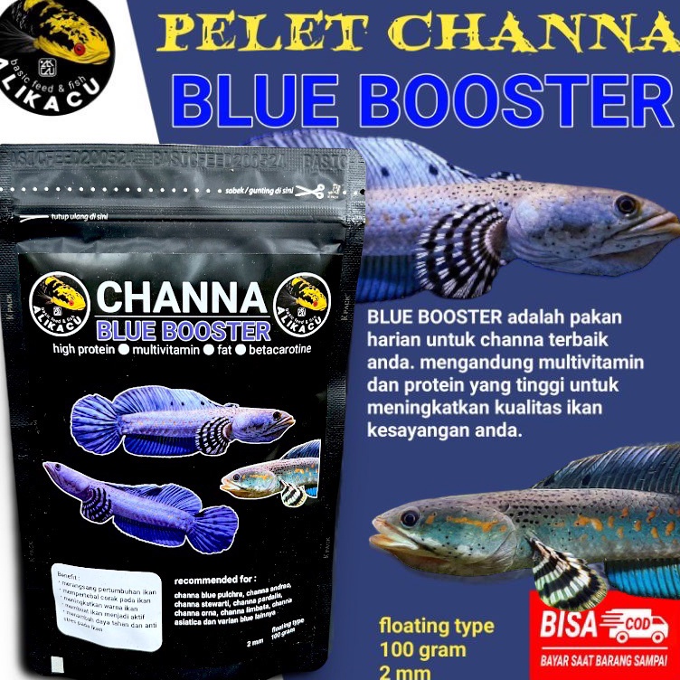 Penjualan Terbaiik  CHANNA BLUE BOOSTER  setara pelet premium 88  pelet ikan channa blue pulchra blu