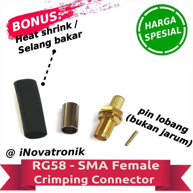 Ready Terpopuler  RG58  SMA Female Crimping Connector Crimp RG58 RG 58  RG142