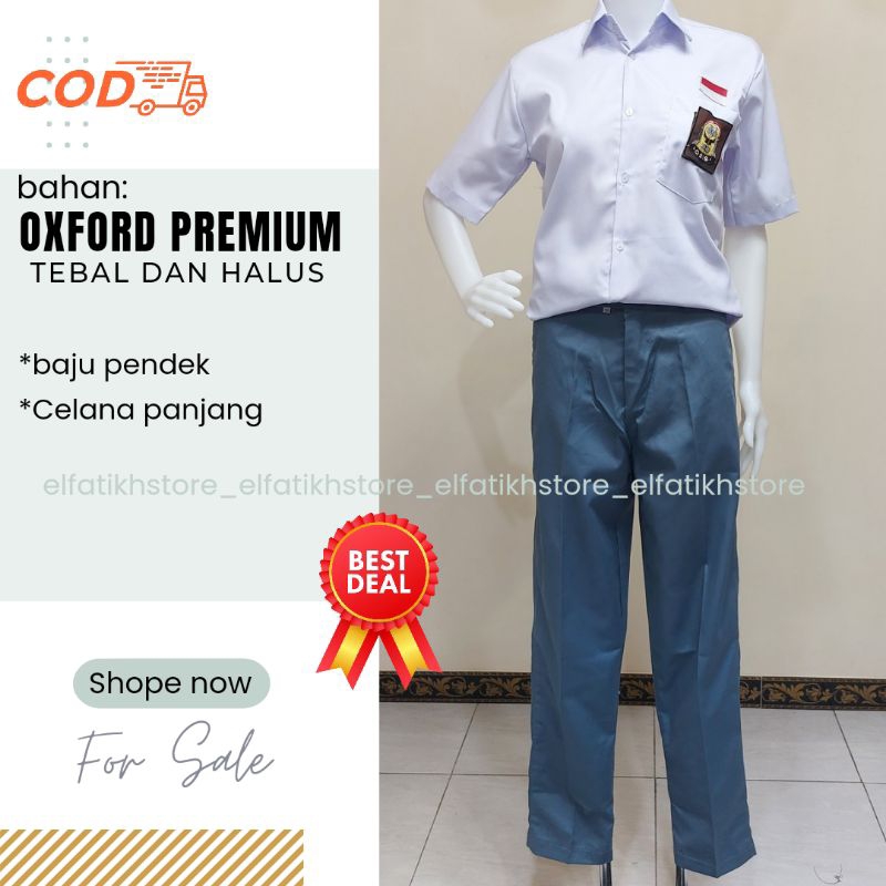 setelan seragam sekolah SMA // PUTIH - ABU // LAKI - LAKI // baju pendek dan celana panjang