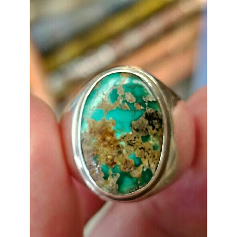 CINCIN BATU PIRUS PERSIA DWI WARNA ASLI NATURAL RING PERAK