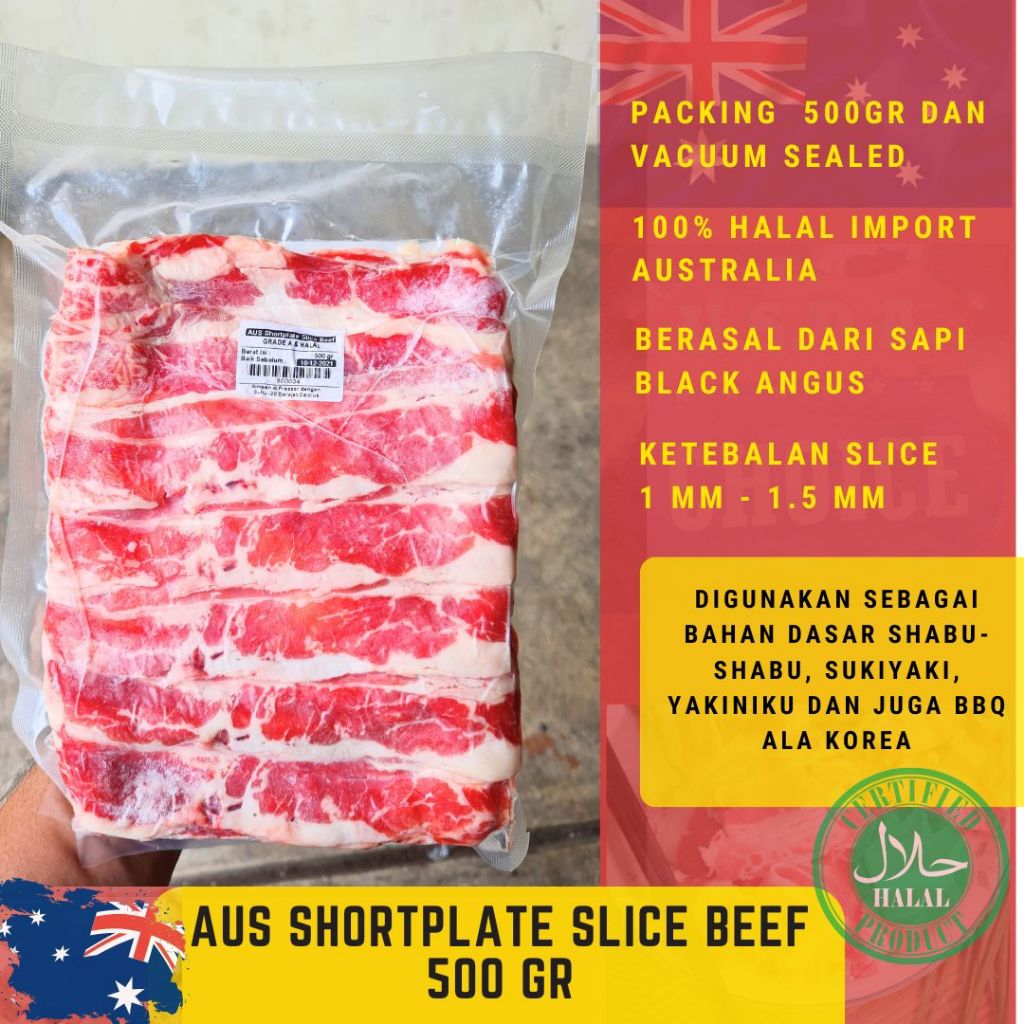 

AUS Slice Beef / DAGING SAPI Shortplate 500gr /Yakiniku & Shabu Beef 500gr - markas daging