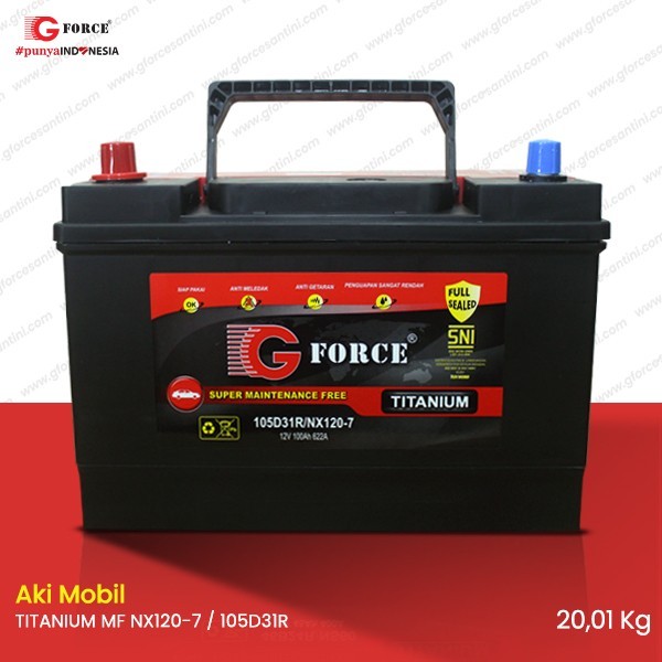 G Force Aki Mobil Titanium MF NX120-7/105D31R 100AH 12V